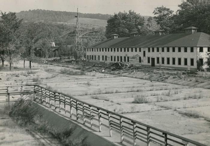 Bathhouse, Swimming Pool, and Roller Coaster